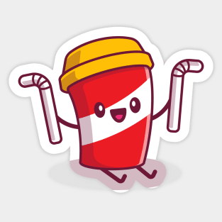 Cute Cup of Soda Holding Straws Sticker